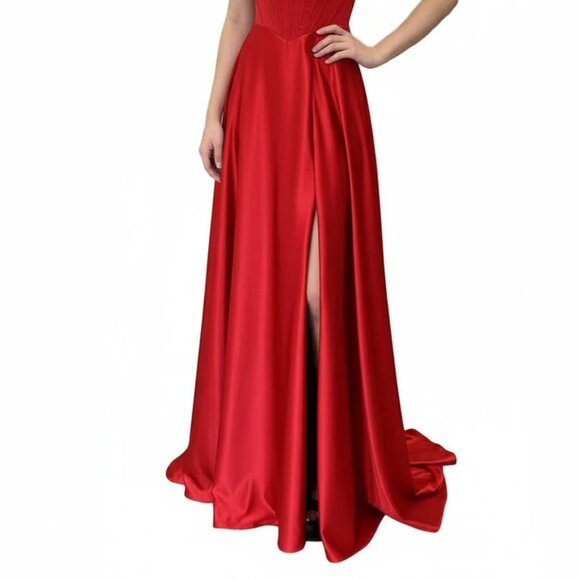 New A-Line Sleeveless Bridesmaid Solid Dress w/ Pleated Sweetheart Neck TL3049L - Picture 9 of 9